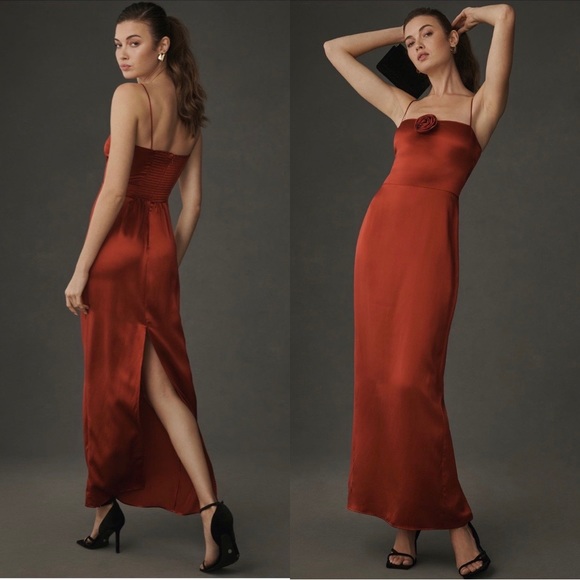 Reformation Dresses & Skirts - NWT REFORMATION Frankie Silk Maxi Dress in Sangre Rosette Sz 10